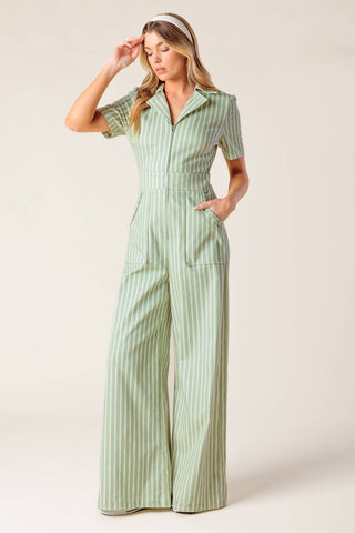 COUNT ME IN OLIVE WOVEN JUMPSUIT - By Baano