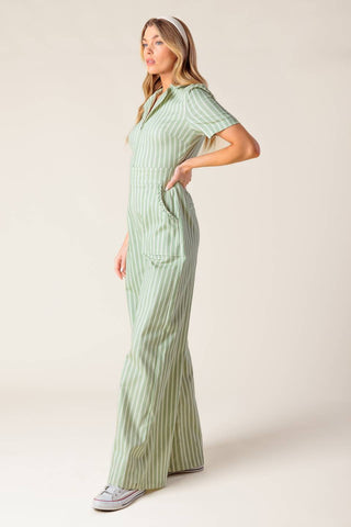 COUNT ME IN OLIVE WOVEN JUMPSUIT - By Baano
