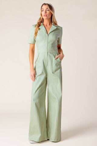 COUNT ME IN OLIVE WOVEN JUMPSUIT - By Baano