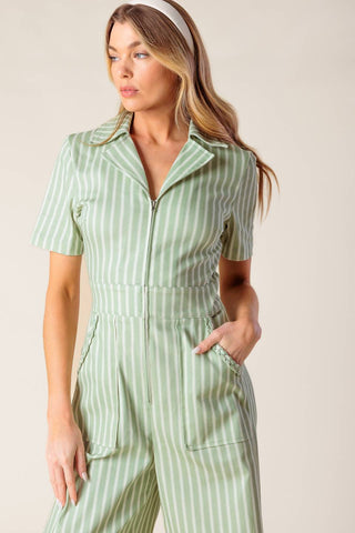 COUNT ME IN OLIVE WOVEN JUMPSUIT - By Baano