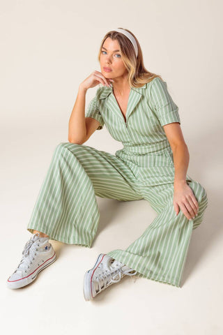 COUNT ME IN OLIVE WOVEN JUMPSUIT - By Baano