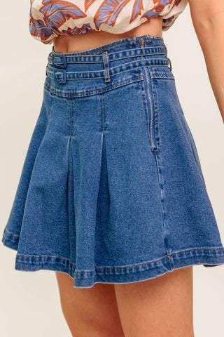 DREAMMIST MEDIUM INDIGO DENIM SKORT - By Baano