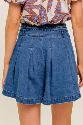 DREAMMIST MEDIUM INDIGO DENIM SKORT - By Baano