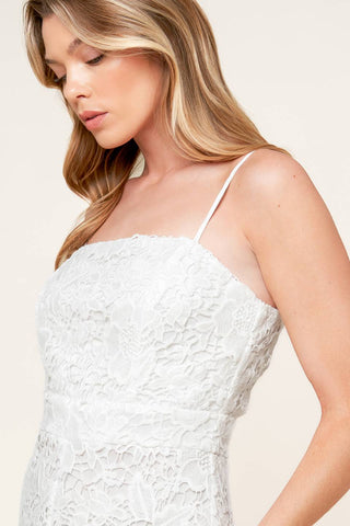 JUST ENOUGH OFF WHITE WOVEN LACE JUMPSUIT - By Baano