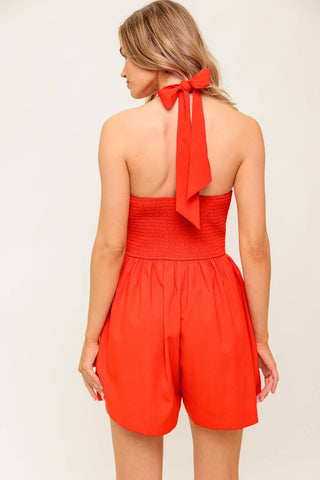PLUM EMBRACE RED WOVEN ROMPER - By Baano