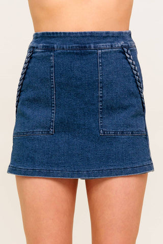 MOONLIGHT EMBRACE  MEDIUM INDIGO DENIM SKORT - By Baano