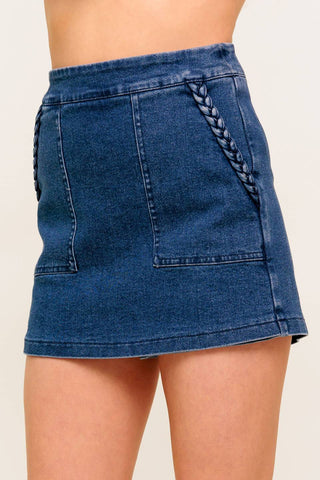 MOONLIGHT EMBRACE  MEDIUM INDIGO DENIM SKORT - By Baano