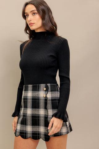FRENCH BELL WOVEN PLAID SKORT - By Baano