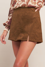 AUTUMN STARLET FAUX SUEDE SKORT - By Baano