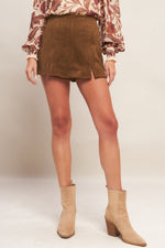 AUTUMN STARLET FAUX SUEDE SKORT - By Baano