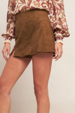AUTUMN STARLET FAUX SUEDE SKORT - By Baano