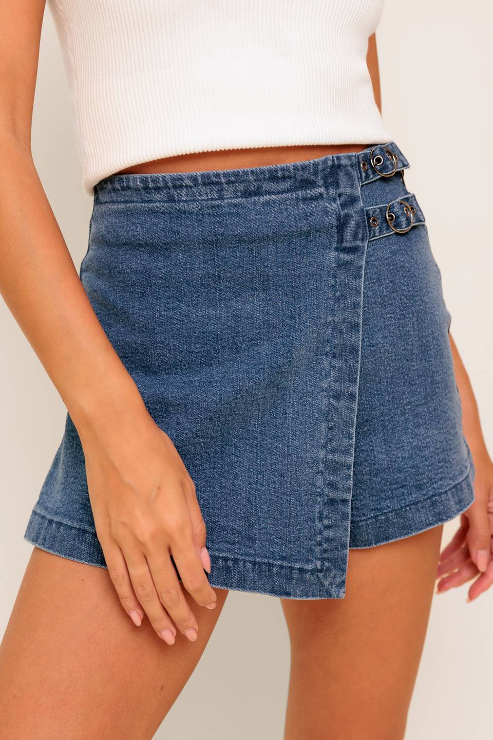 WILD BLUE MORNINGS DENIM SKORT - By Baano