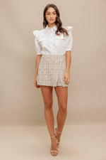 MODERN BALANCE WOVEN TWEED SKORT - By Baano