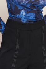 RUNWAY READY BLACK WOVEN WIDE LEG PANTS - By Baano