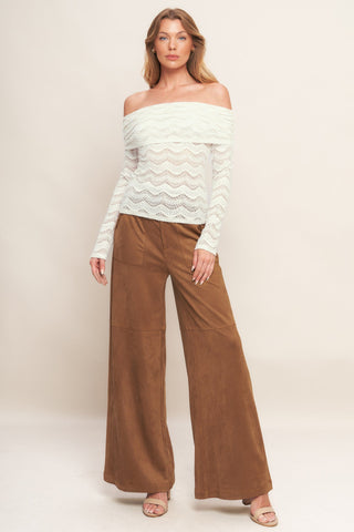 REFINED IMPRESSION FAUX SUEDE PANTS - By Baano