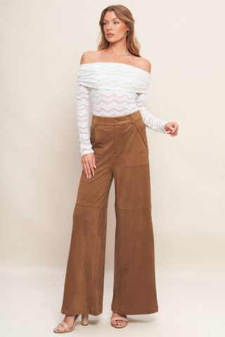 REFINED IMPRESSION FAUX SUEDE PANTS - By Baano