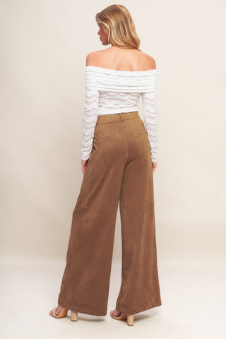 REFINED IMPRESSION FAUX SUEDE PANTS - By Baano