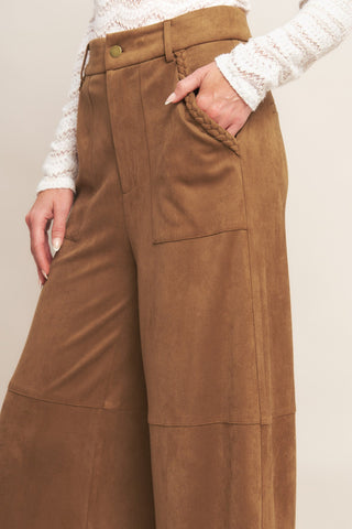 REFINED IMPRESSION FAUX SUEDE PANTS - By Baano