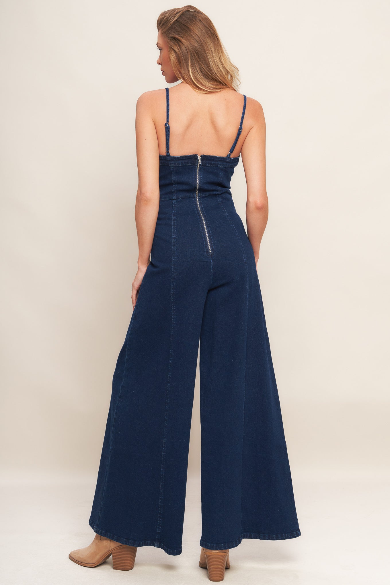 TRENDSETTING MEDIUM INDIGO DENIM JUMPSUIT - By Baano