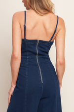 TRENDSETTING MEDIUM INDIGO DENIM JUMPSUIT - By Baano