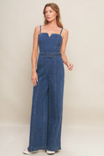 EXPERT SWEETNESS MEDIUM INDIGO DENIM JUMPSUIT - By Baano