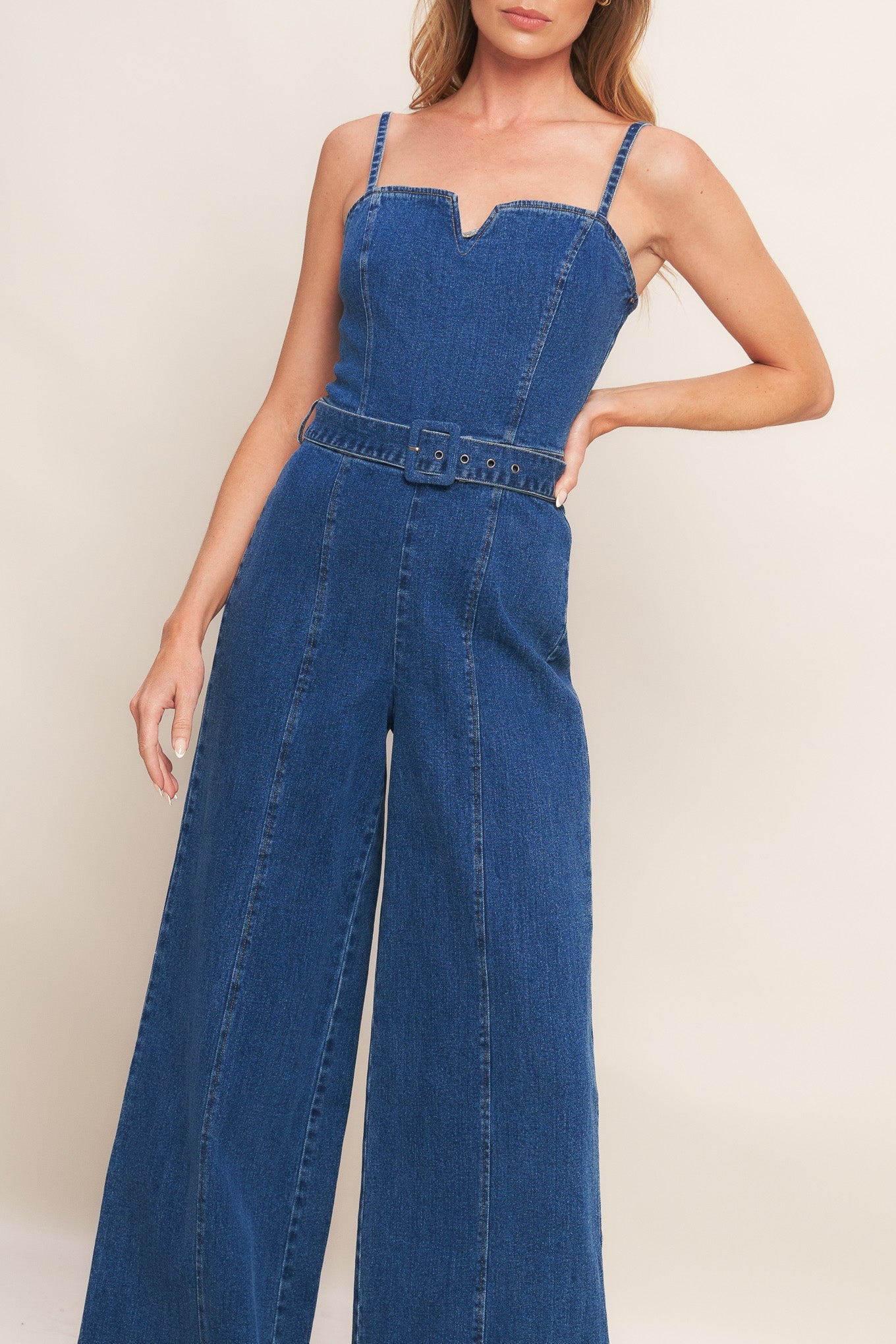 EXPERT SWEETNESS MEDIUM INDIGO DENIM JUMPSUIT - By Baano