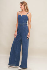 EXPERT SWEETNESS MEDIUM INDIGO DENIM JUMPSUIT - By Baano