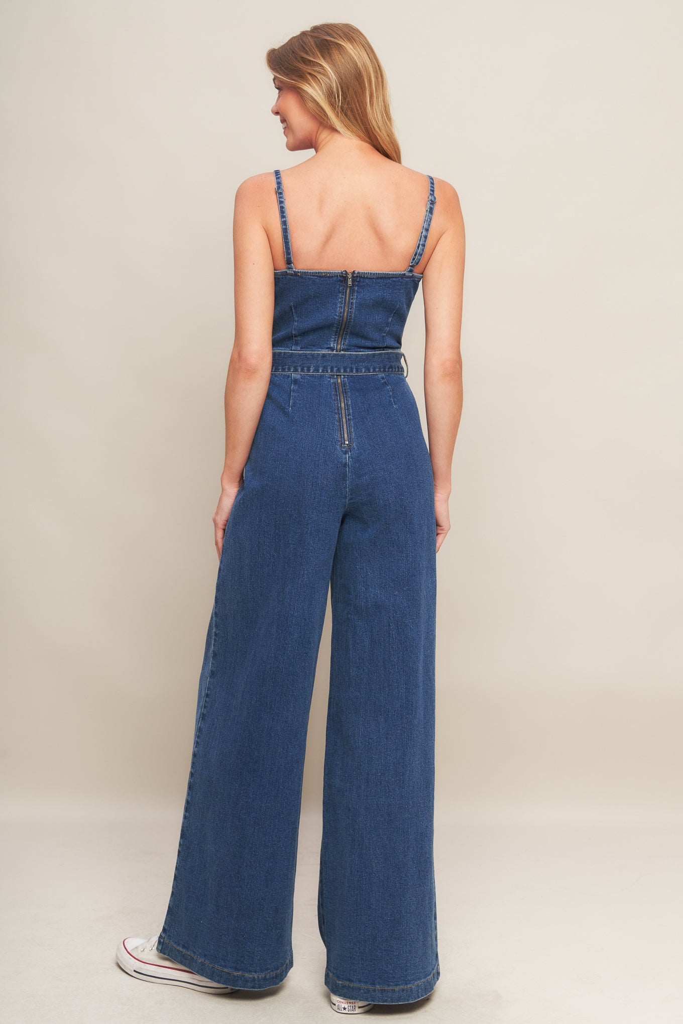 EXPERT SWEETNESS MEDIUM INDIGO DENIM JUMPSUIT - By Baano