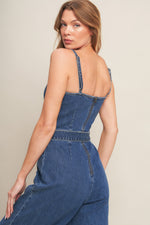 EXPERT SWEETNESS MEDIUM INDIGO DENIM JUMPSUIT - By Baano