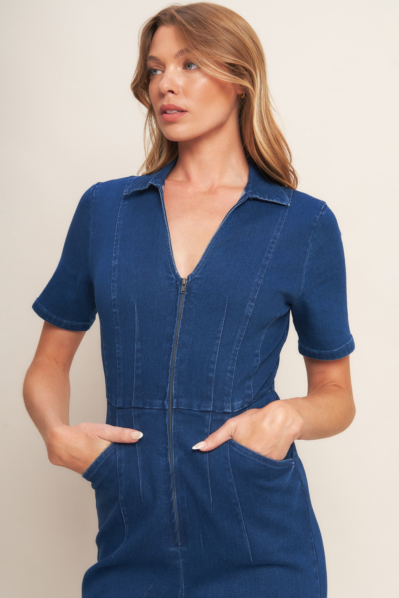 SHY GIRL MEDIUM INDIGO DENIM JUMPSUIT - By Baano