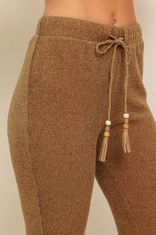 FLARE TOUCH SOLID KNIT PANTS - By Baano