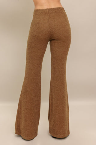 FLARE TOUCH SOLID KNIT PANTS - By Baano