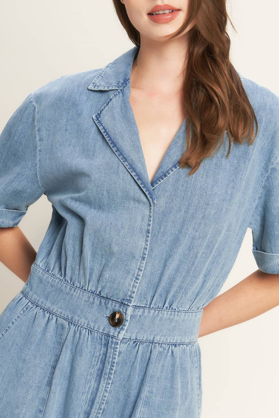 QUIET LUXURY LIGHTWEIGHT DENIM JUMPSUIT