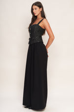 MIDNIGHT PARISIENNE WOVEN JUMPSUIT