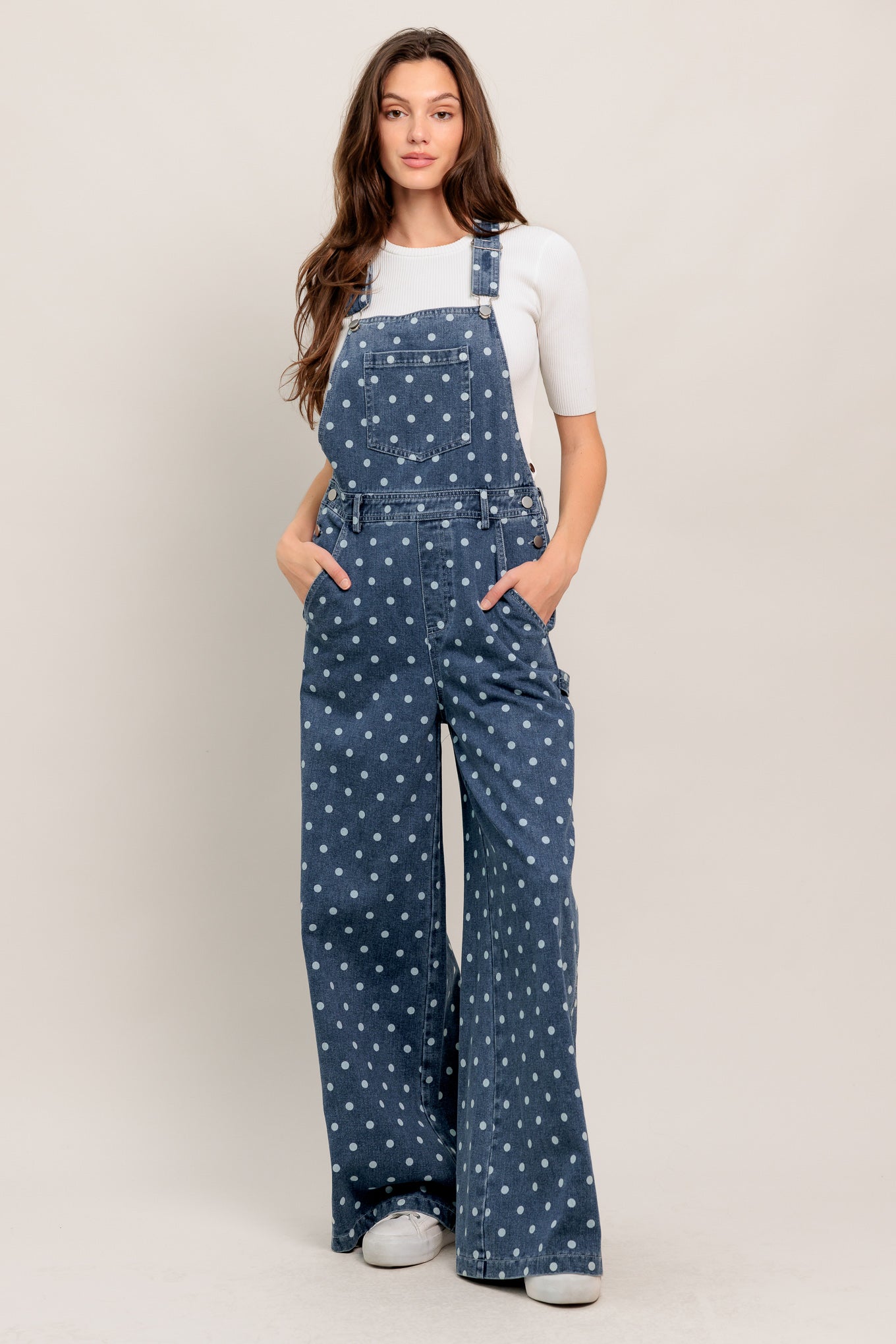 EVERYDAY POLKA OVERALL DENIM JUMPSUIT Flying Tomato