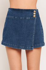 TEXTURE PLAY DENIM SKORT