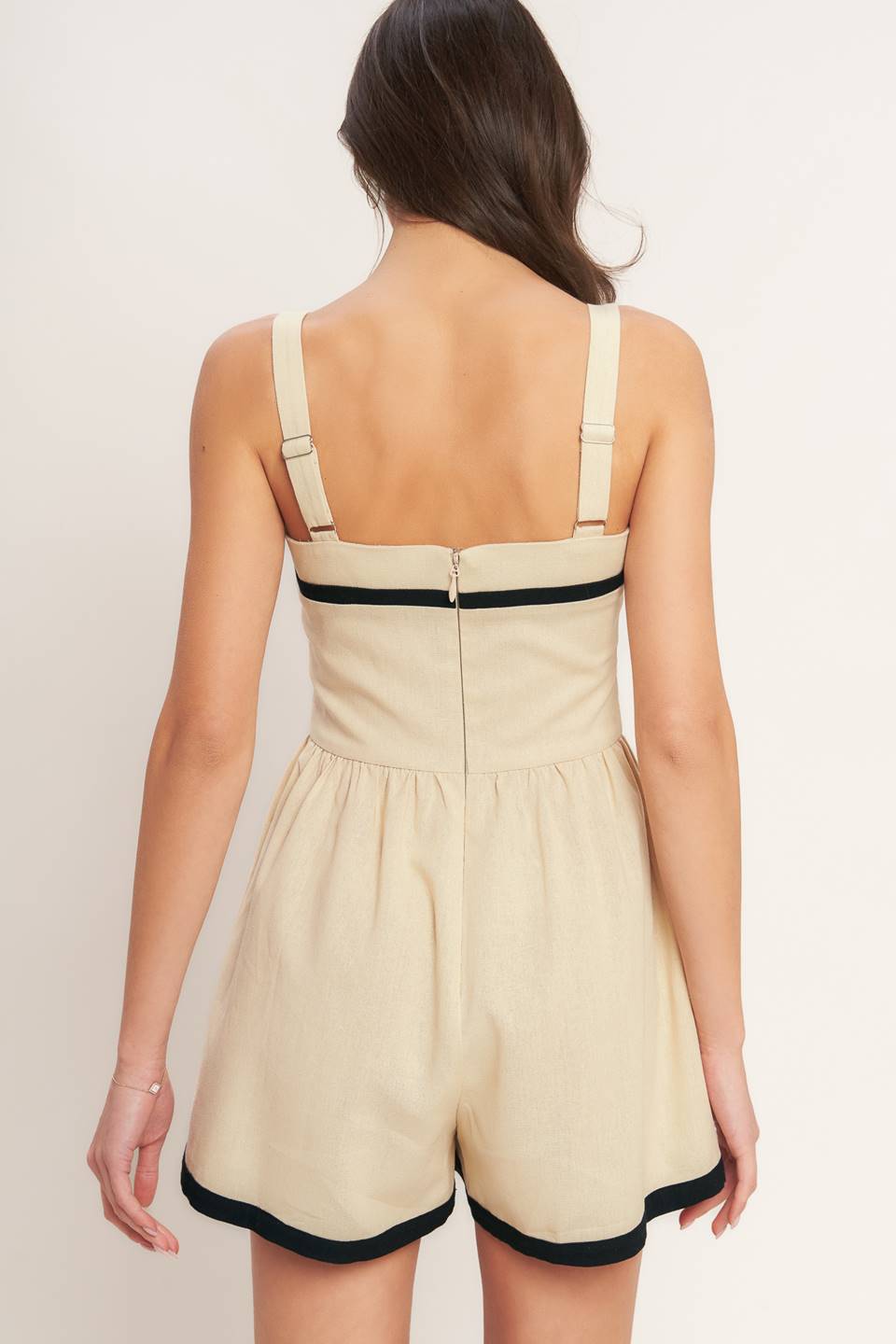 LOVELY LINE WOVEN ROMPER