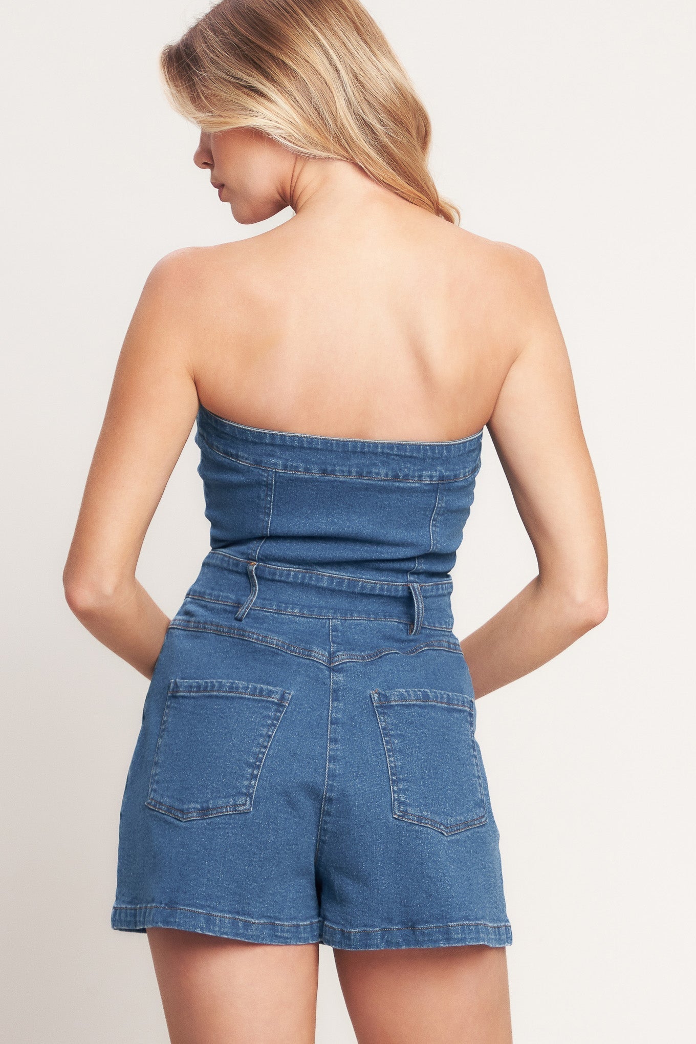 WEEKEND CRUSH DENIM ROMPER Flying Tomato