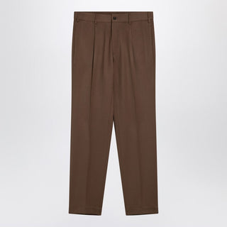 Brown Wool Blend Trousers - By Baano