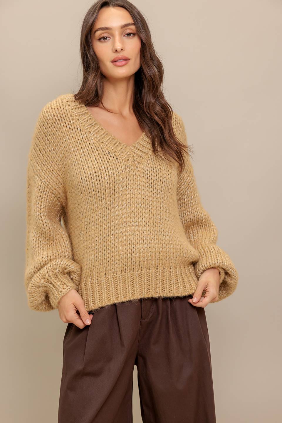 EARTHY TOUCH SWEATER KNIT TOP - By Baano