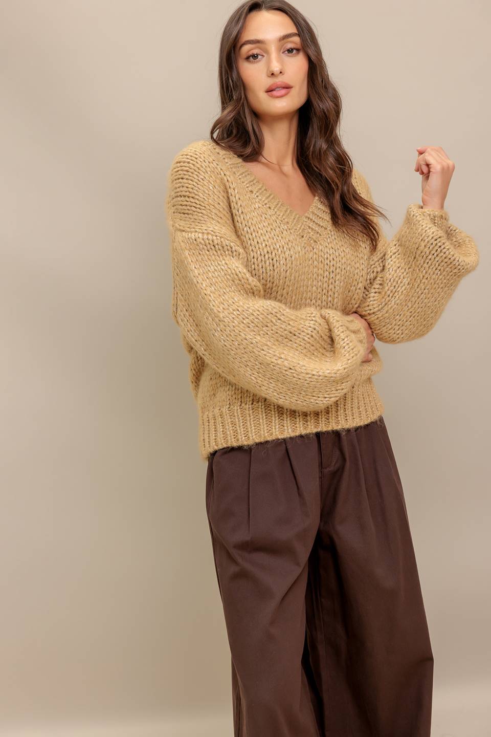 EARTHY TOUCH SWEATER KNIT TOP - By Baano