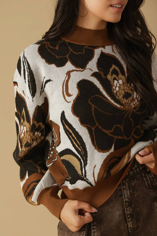 DARLING SENSATION JACQUARD SWEATER TOP - By Baano