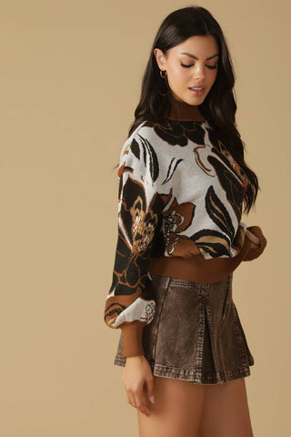 DARLING SENSATION JACQUARD SWEATER TOP - By Baano