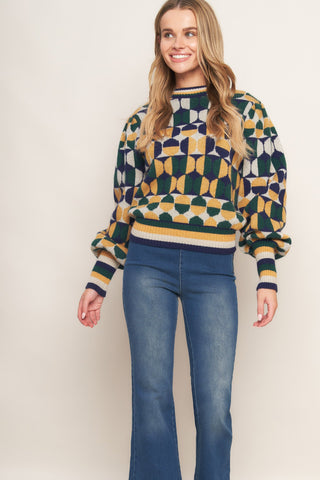 CHEER YOU ON JACQUARD SWEATER TOP - By Baano
