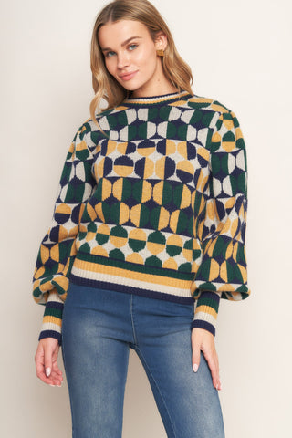 CHEER YOU ON JACQUARD SWEATER TOP - By Baano