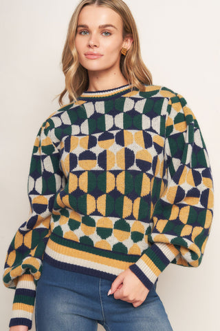 CHEER YOU ON JACQUARD SWEATER TOP - By Baano