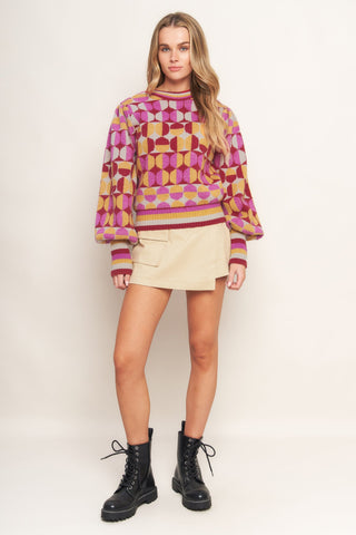 CHEER YOU ON JACQUARD SWEATER TOP - By Baano