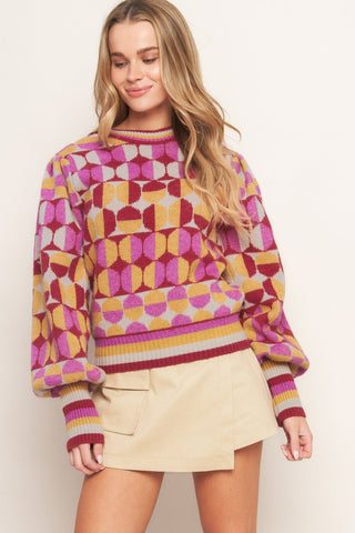 CHEER YOU ON JACQUARD SWEATER TOP - By Baano