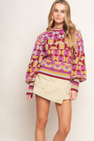 CHEER YOU ON JACQUARD SWEATER TOP - By Baano