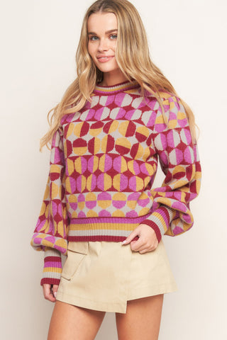 CHEER YOU ON JACQUARD SWEATER TOP - By Baano